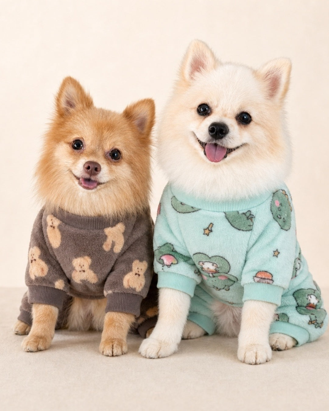 Dog Warm Fleece Bear & Dinosaur Pajama Jumpsuit – Plush Winter Coat for Chihuahua & Poodle
